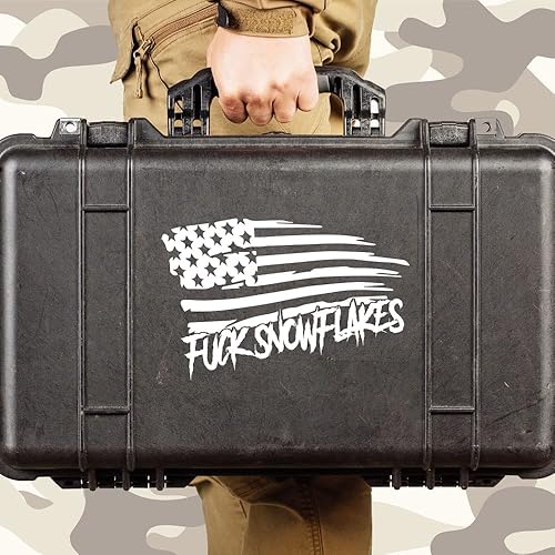 Miniatura 4 de Fuck Snowflakes USA Bandera Americana Anti Woke Truck Car Window Sticker | Tamaño: 8" x 6" pulgadas, Color: Blanco