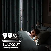 Vista 5 de Jinchan Cortinas opacas para guardería para habitación de niños, cortinas para dormitorio de niñas, bonitas, azul arcoíris, para sala