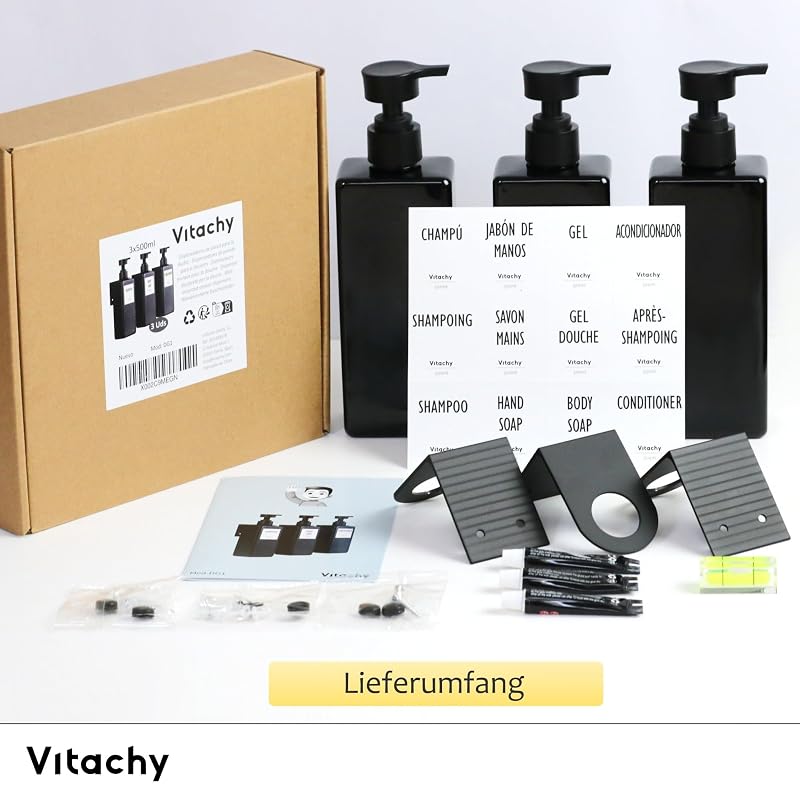 Set mit 3 schwarzen Duschspendern - Ansicht 4