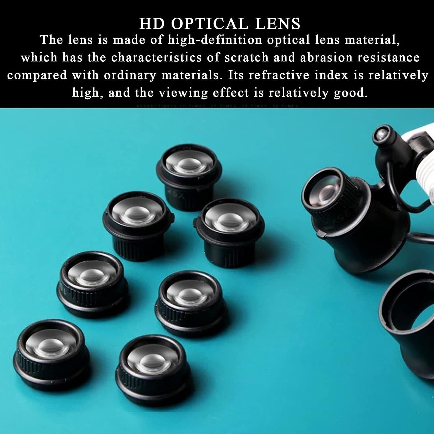 Magnifying Glasses Magnifier with Light, Double Eye Head Wearing Magnifying Glasses, Loupe for Jeweler Watch Clock Repair, 10X 15X 20X 25X Magnifications Double The Comfort