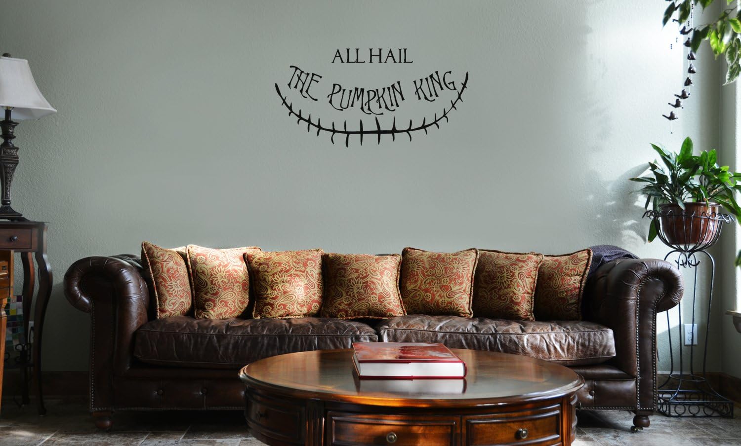 Decal Serpent All Hail The Pumpkin King Stiches Smile Vinyl Wall Mural Decal Home Decor Sticker (Black)