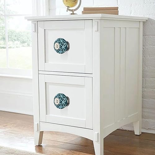 Miniatura 3 de Mascot Hardware Paquete de 10 pomos de cerámica grabados de 1-35 pulgadas. Perillas de cerámica contemporáneas color verde mar, pomos de cajón para