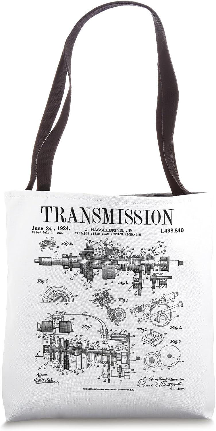 Car Automobile Engine Transmission Vintage Patent Print Tote Bag