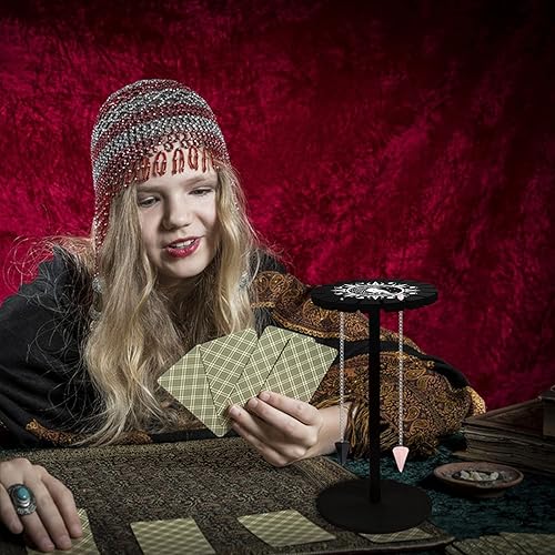 Miniatura 5 de CRASPIRE Soporte de péndulo Soporte de cristal para exhibición de cuervo de luna negra, tablero metafísico, tablero metafísico de madera para