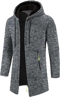 Duohropke Winter Cardigan with Hood for Men Outdoor Hoodie Fleece Jackets Men's Long Sleeve Functional Shirt Warm Hiking Jumper Breathable Bicycle Fleece Jacket Men's Casual Coat Fleece Jackets