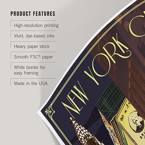 Miniatura 3 de Lantern Press Decoración de pared con impresión artística de 12 x 18 pulgadas, Nueva York, escena de teatro