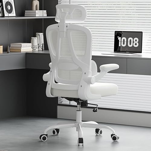 Farini Silla de oficina ergonómica, silla de escritorio con reposacabezas y soporte lumbar, silla giratoria de oficina en casa con reposacabezas