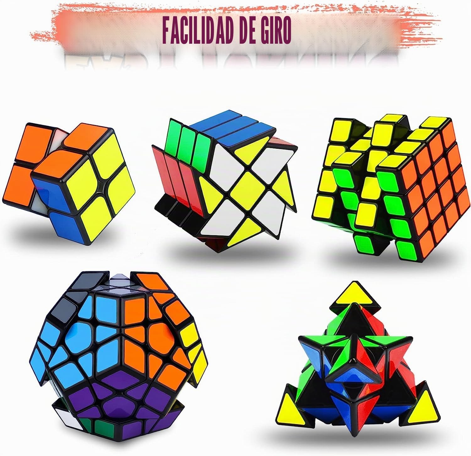 Coolzon Cubo Magico Set, Magic Cube Set de 5 Cubos Mágicos, Juego de Cubos Mágicos de Velocidad 2x2 4x4 Fenghuolun Pyraminx Pyramid Megaminx Fenghuolun Puzzle Cube Toy Presente para Niños Adultos