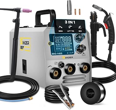 آلة لحام SSIMDER 3 في 1 MIG/TIG/Stick وشعلة لحام WP-17V TIG وشاشة LCD ذكية 110 فولت/220 فولت 140 أمبير MIG