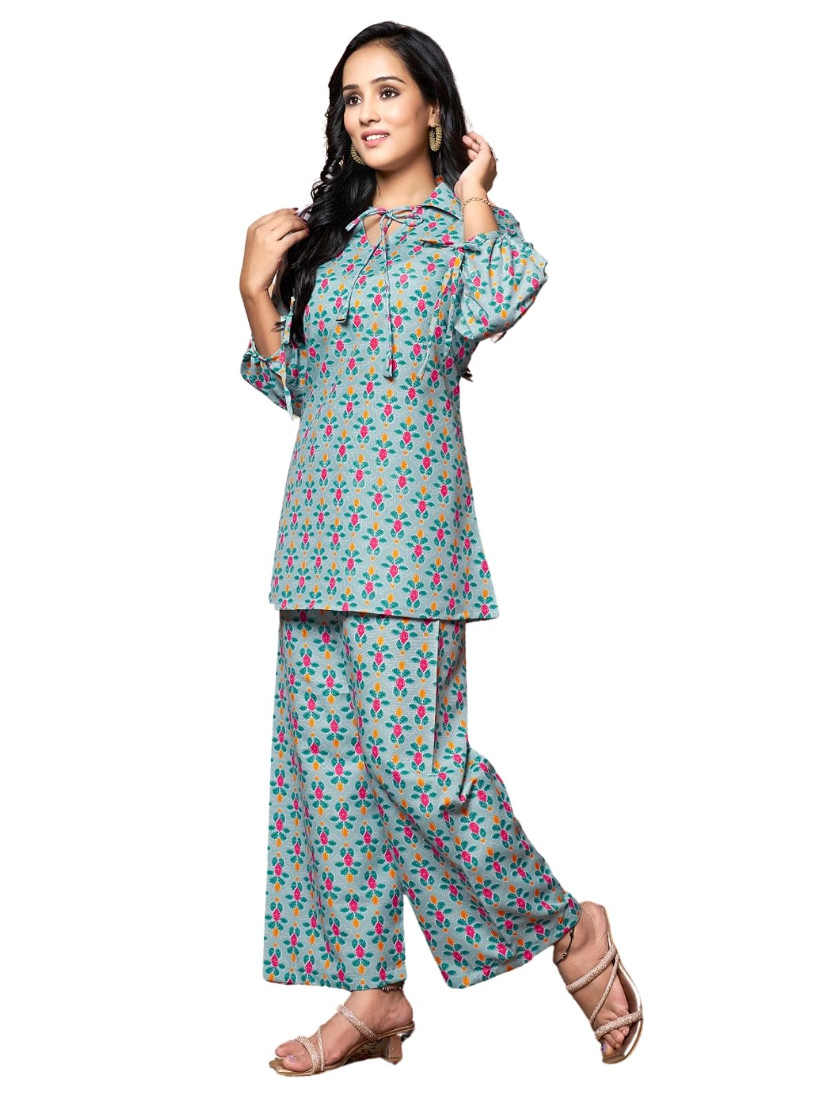 Dhruvi Trendz Womens Rayon Co-Ord Set Regular Fit Kurta Set 1 (Dt-K-W1704&Tr797_Light Green_Xl)