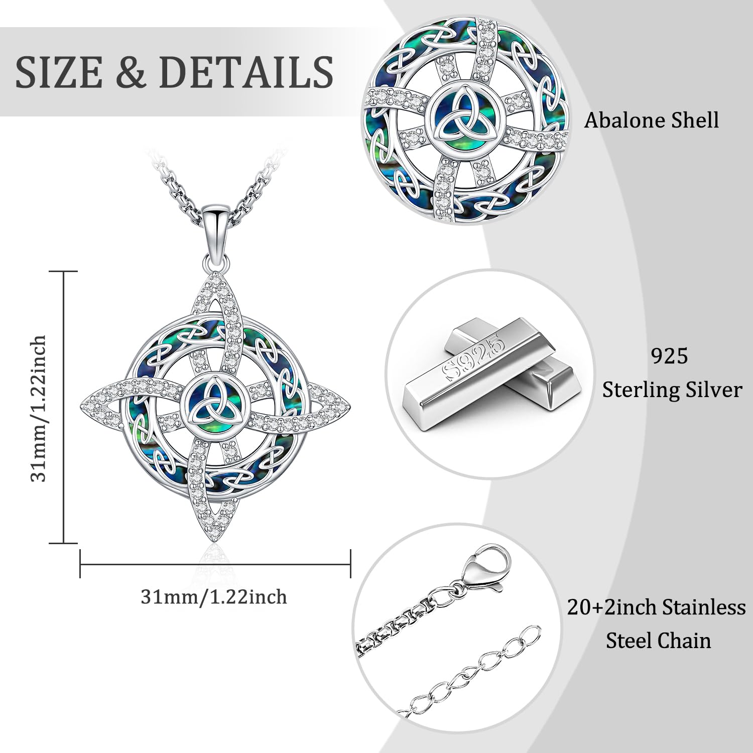 Collar de Nudo de Bruja para Mujer, Collar con Colgante de Nudo Celta de Plata de Ley 925 con Piedra Lunar Joyeria Wicca Bruja Amuleto Regalo para Mujer Niña