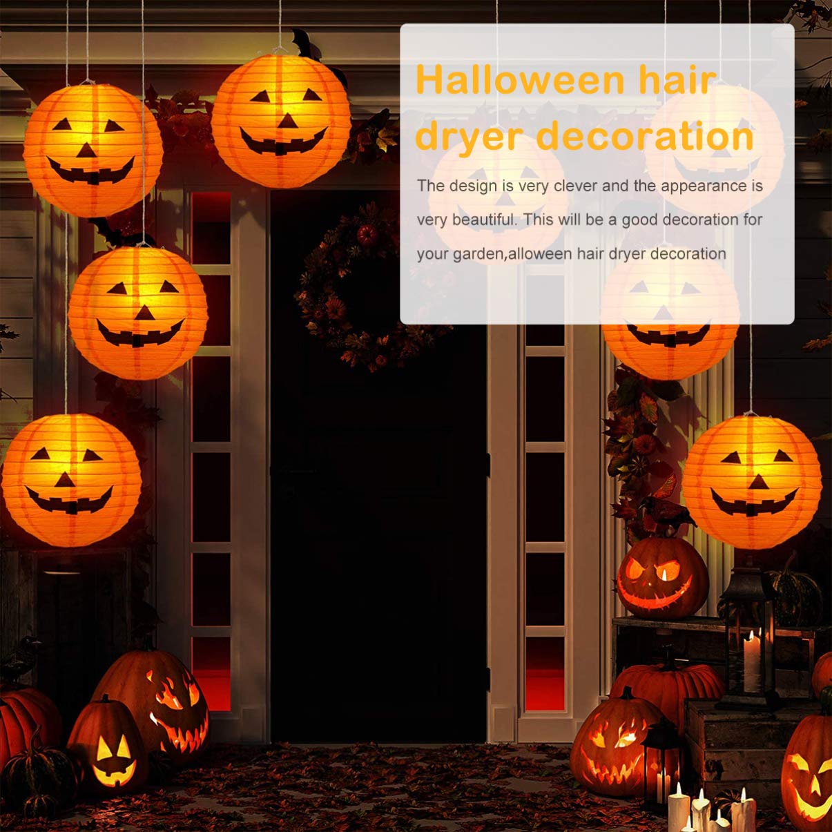 Halloween 16 Lanterne Di Carta Da Appendere - Bianco, Arancione, Nero, Viola - 15 E 20 Cm - Decorazioni Fai Da Te Per Feste A Tema