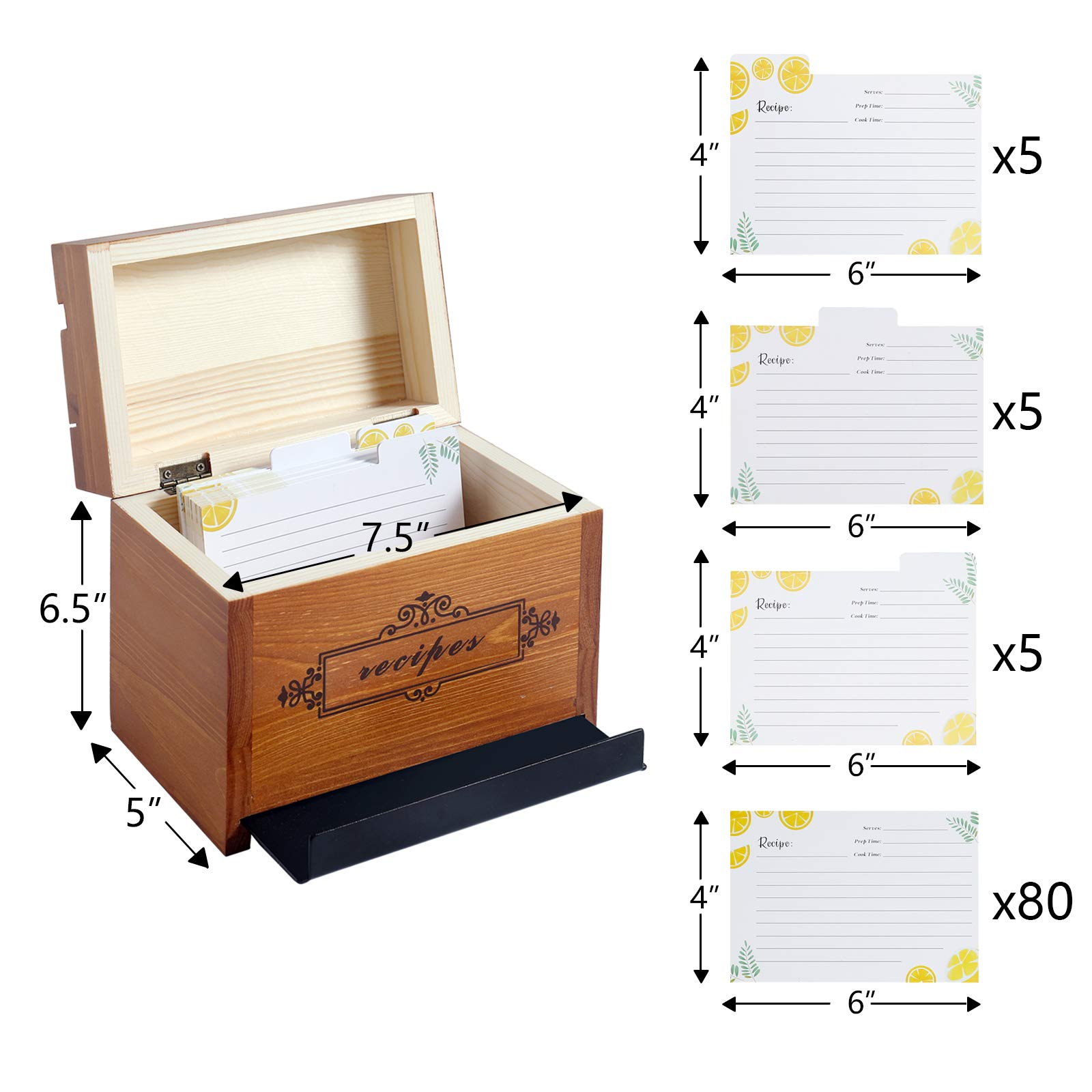 WELLAND Wood Recipe Box - Organize Your Recipes! -6 WELLAND Wood Recipe Box - Organize Your Recipes! -6