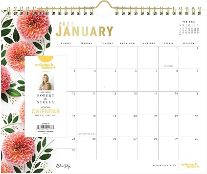 Blue Sky 2027 Monthly Wall Calendar, 11x8.75, Bright Dahlias