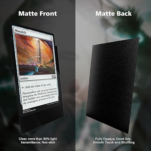Miniatura 6 de Fundas para tarjetas MTG negras de 300 unidades, con textura mate, fundas para tarjetas de tamaño estándar para MTG, tarjetas de béisbol, tarjetas