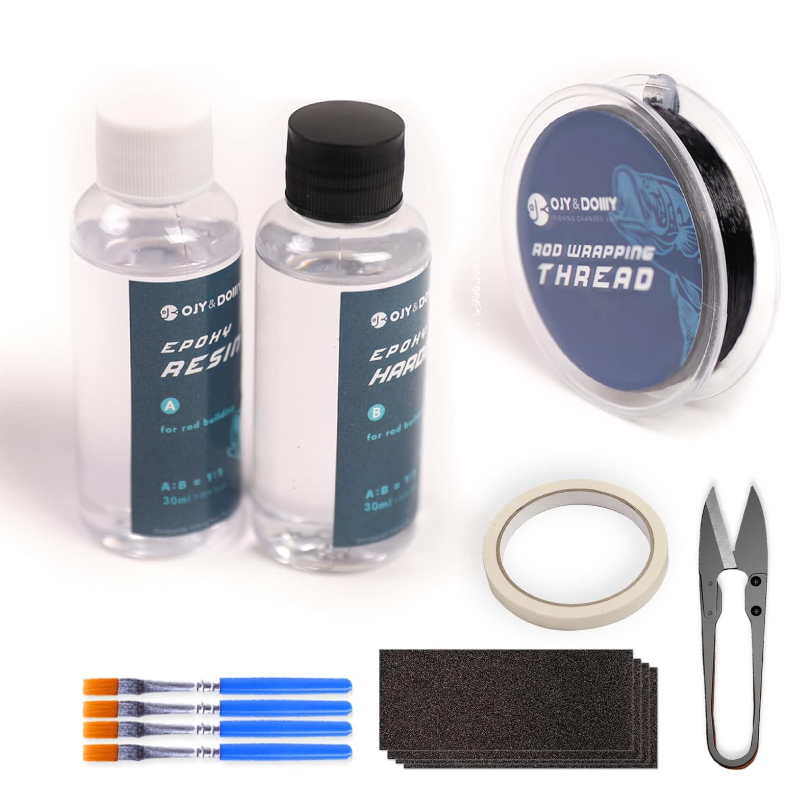 OJYDOIIIY Fishing Rod Repair Kit with Epoxy Glue, Wrapping Thread, Clipper, and Masking Tape : Sports & Outdoors
