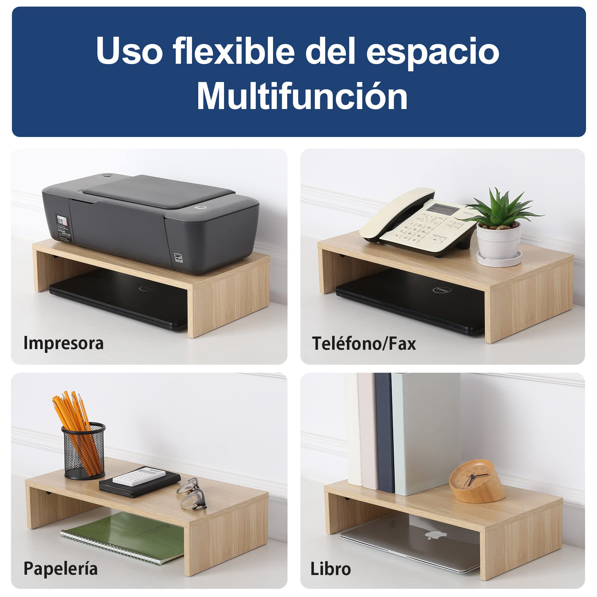 FITUEYES Soporte Monitor Elevador Monitor de Madera L42.5xW23.5xH10cm (Amarillo) FDT104201WO