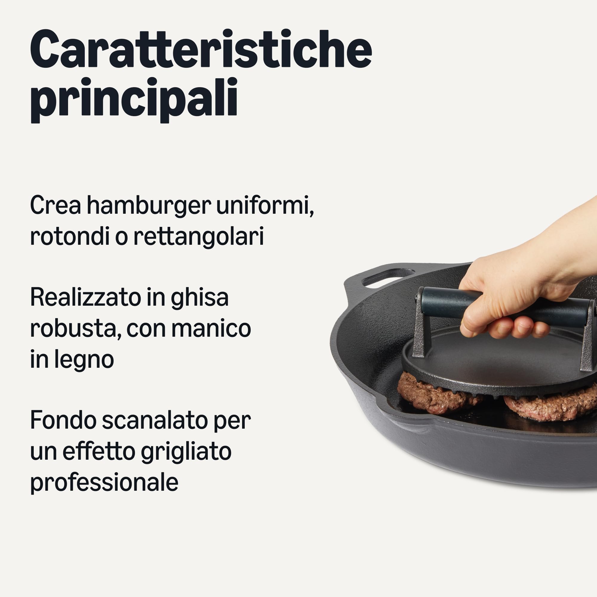 Amazon Basics Pressa per Hamburger, Rotonda e Rettangolare, Nera, 1 Set, Round - 17.2 x 17.2 x 6.9 cm, Rectangle - 20.6 x 10.7 x 6.8 cm