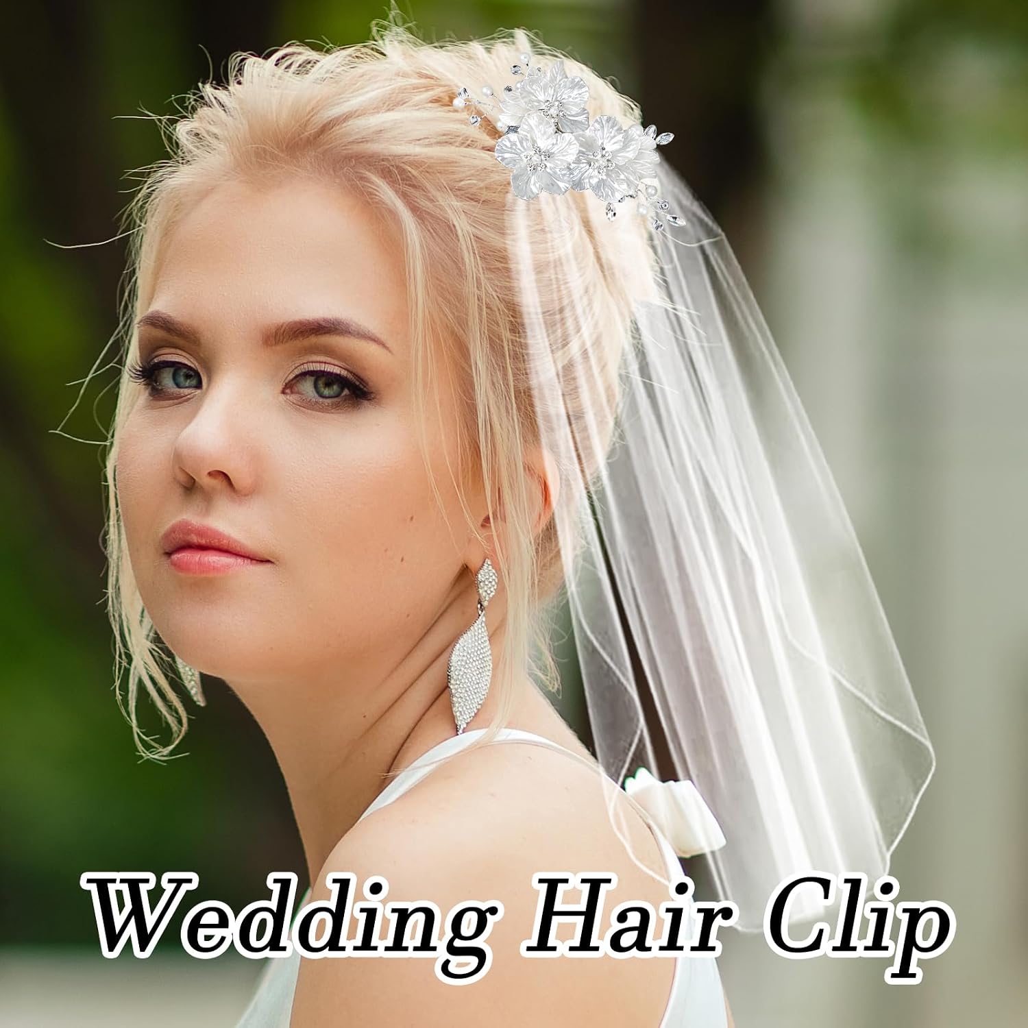 Flower Bridal Wedding Hair Pins Crystal Pearl Hair Clips 2 Pcs image 3
