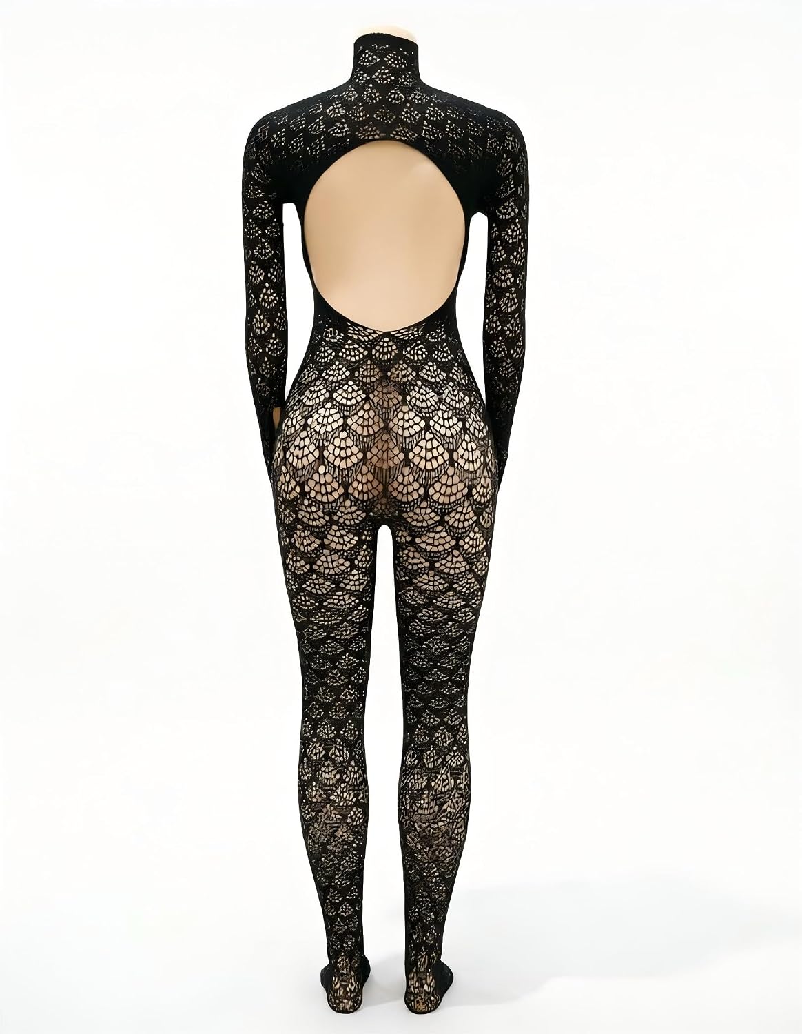 KIZOIEJE Bodystocking for Women Long Sleeve See Through Jumpsuits Sexy Backless Oufits Clubwear