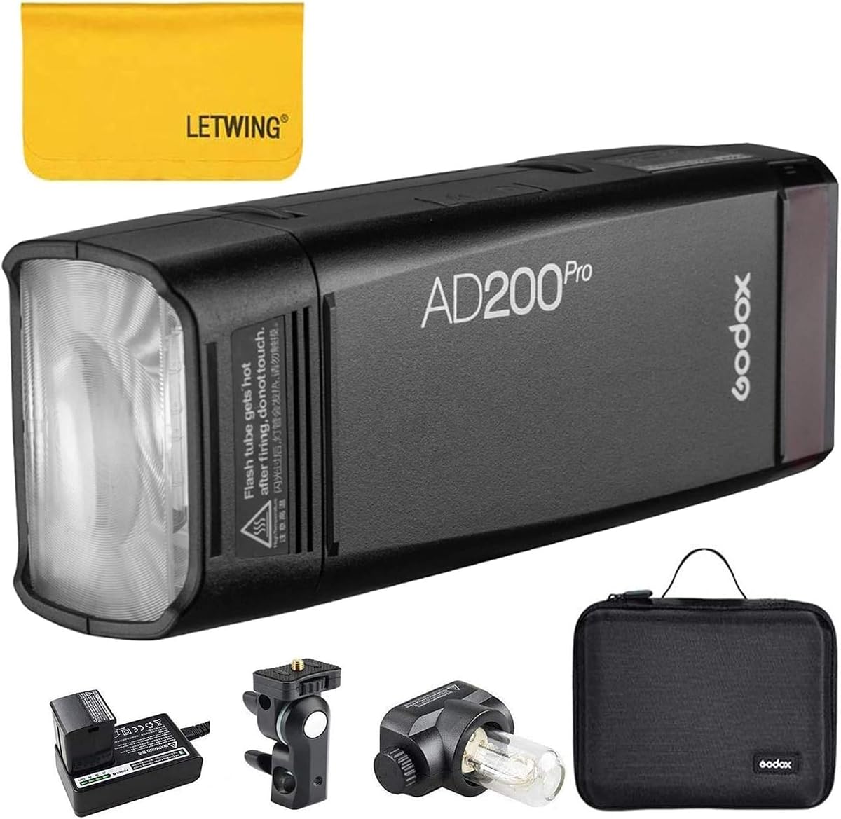 Godox AD200 Pro AD200Pro Outdoor Flash Strobe, 200Ws 2.4G TTL Pocket Flash | 1/8000s HSS Flash Monolight, 2900mAh Li-ion Battery, 500 Full Power Flashes, Bare Bulb/Fresnel Flash Head, 0.01-1.8s Recycle