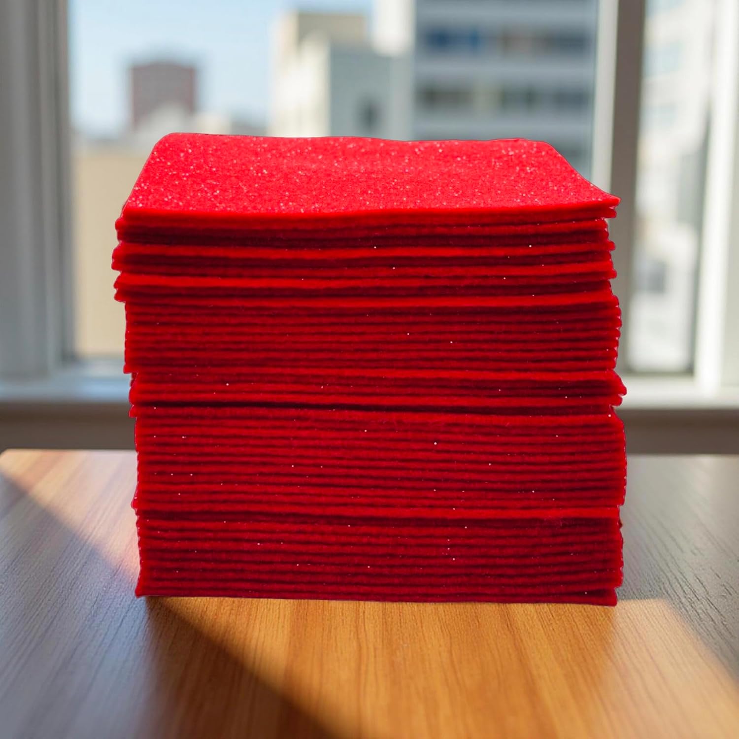 FabricLA Glitter Felt Sheets - 9X12 Inch Red Glitter Craft Squares, 24-Pack - Soft Precut Felt for DIY, Costumes & Decorations