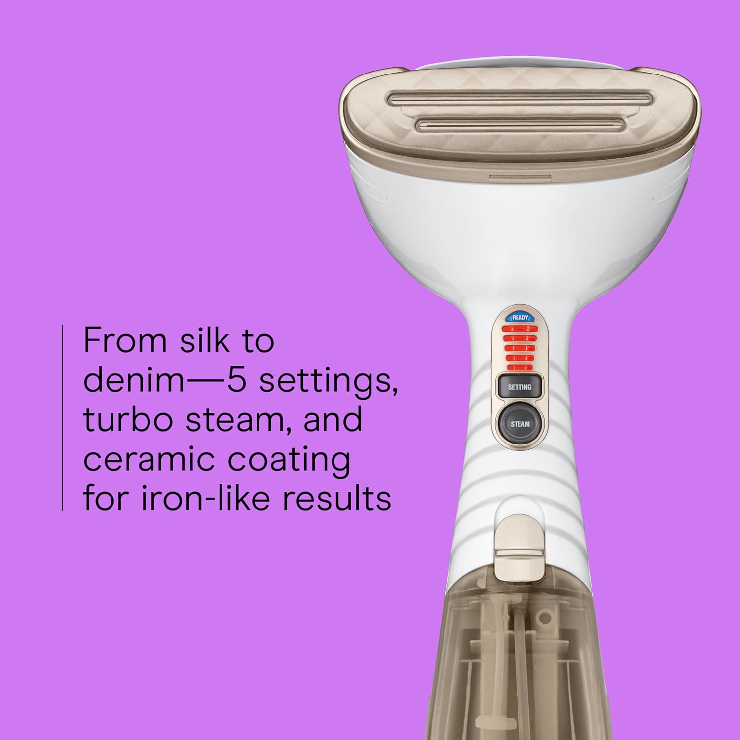 Conair Handheld Garment Steamer for Clothes, Turbo ExtremeSteam 1875W Fabric Clothes Steamer, Portable Handheld Design, Strong Penetrating Steam, White/Champagne, Pack of 2