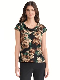 Kasper Womens Cap Sleeve Cowl-Neck Top