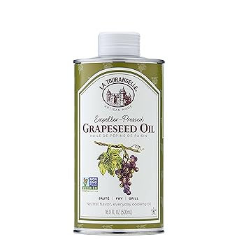 La Tourangelle, Expeller-Pressed Grapeseed Oil, High Heat Neutral Cooking Oil, Cast Iron Seasoning, Also Great for Skin, Hair, and DIY Beauty Recipes, 16.9 fl oz