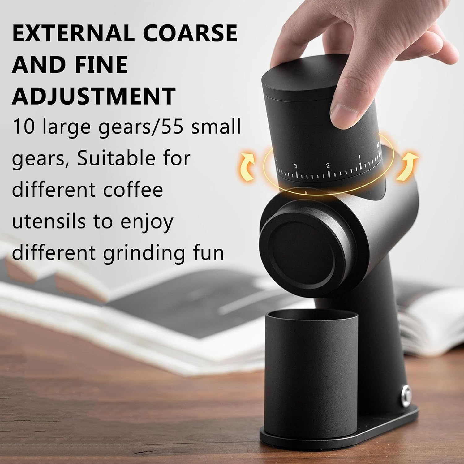Moulin à café électrique expresso, café filtre, voyage, camping, bureau, capacité 25-30 g, 66 tr/min