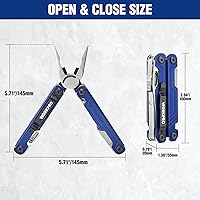 Vista 6 de WORKPRO Alicates multiherramienta 18 en 1, regalos para papá, multiherramienta EDC de acero inoxidable con cuchillo de bolsillo, 2 cerraduras