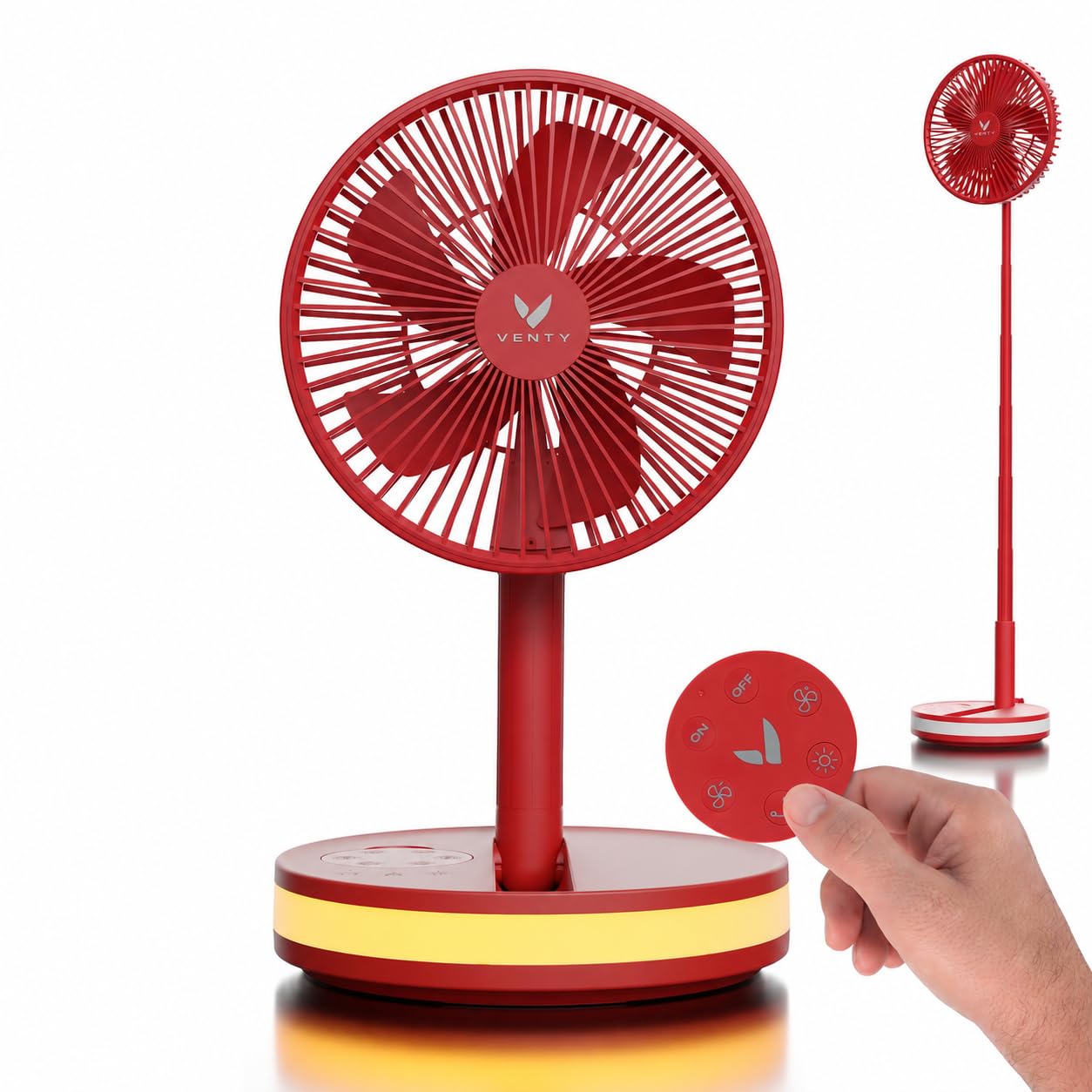 VENTY Portable Fan - Wireless Battery Operated Fan - 4 Speeds - LED Lighting - Carry Case & Remote Control - Cruise Travel - Outdoor Travel RV Power