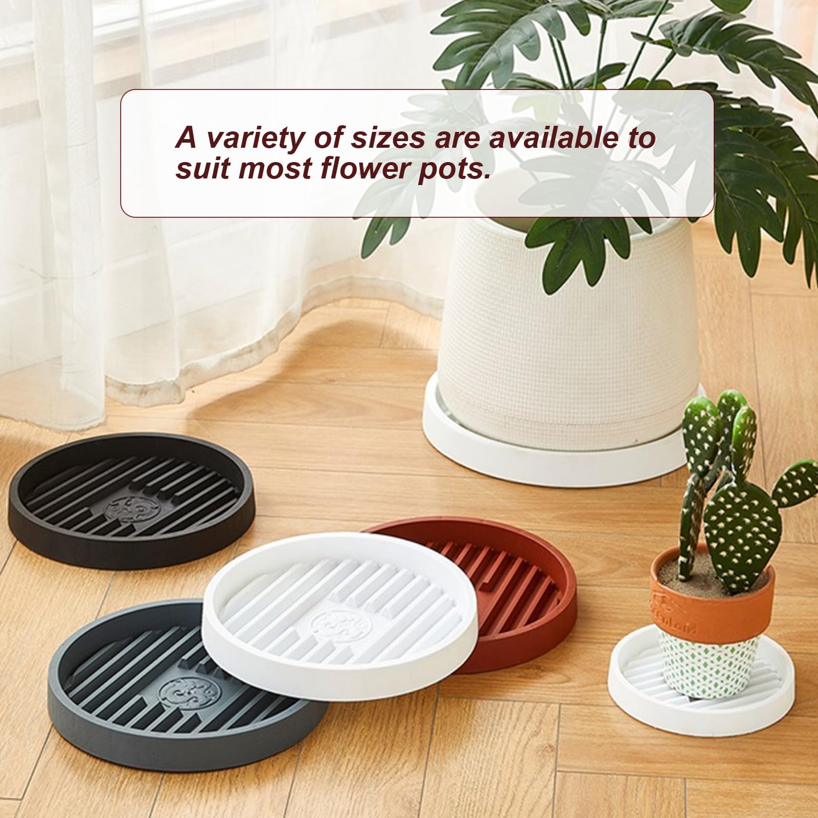 Lot de 5 plateaux antidérapants, Reu, parfaits pour les jardins intérieurs et extérieurs (marron, 36 x 4 cm) – Solution polyvalente de service et de présentation