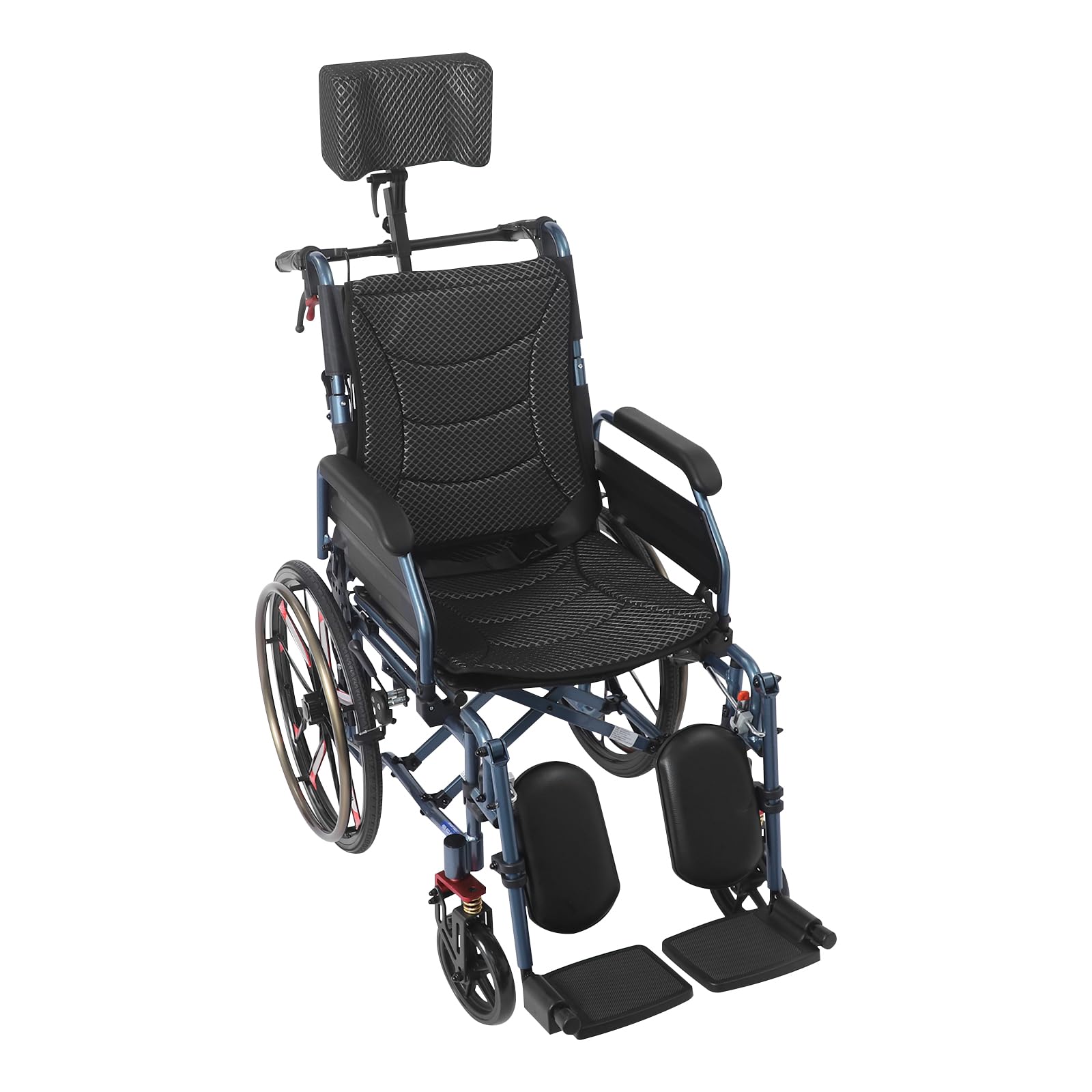 Silla de ruedas plegable de hasta 100kg con ruedas traseras/delanteras de 20/7in,cinturón de seguridad,reposabrazos plegables,ruedas antivuelco,Silla de ruedas de tránsito para personas mayores,viajar