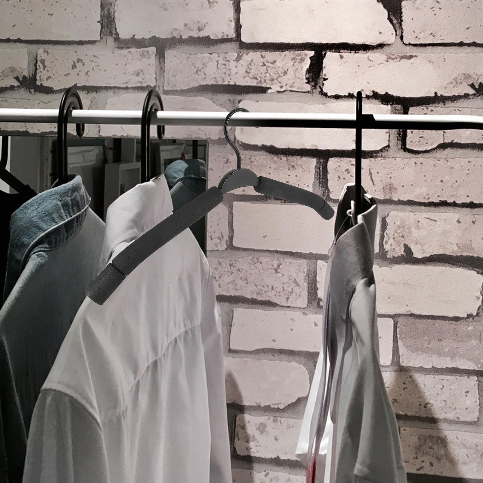 SHINEOFI Grucce per Pantaloni in Spugne Nera 10 Pezzi Superficie Liscia e Facile da Usare per Armadio e Casa