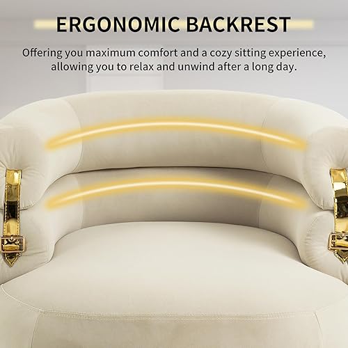 Miniatura 5 de Silla decorativa de terciopelo con otomana, sillas de barril modernas, cómoda silla de lectura con otomana, sillón cómodo tapizado con patas de