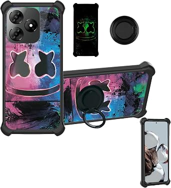Aroepurt Case Compatible for ONENZ Smart V26 Phone Case Cover [with 1* Tempered Glass Screen Protector][Hard PC + Soft Silicone][Ring Support] [Luminous Effect] YGH-BQ