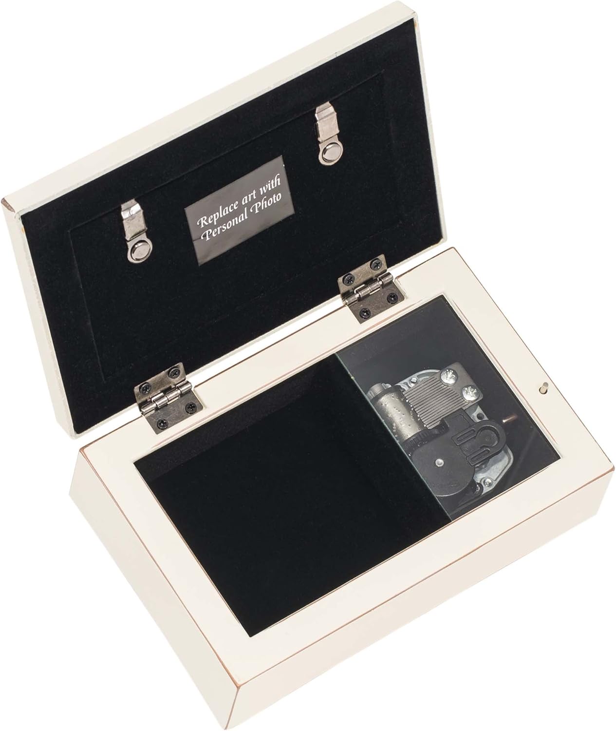 Cottage Garden May God's Grace Blessings Baptism Ivory Goldtone Trim Petite Jewelry Music Box Plays Jesus Loves Me