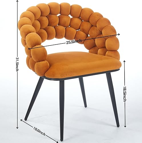 Miniatura 2 de Silla moderna naranja (juego de 2)  patas de tubo dorado, cojines suaves y respaldo cómodo  comedor, sala de estar, cafetería, peluquería