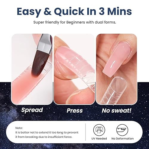 Miniatura 39 de Beetles - Kit de extensión de gel de uñas de polietileno, 6 colores de gelatina nude con solución deslizante, mejora de uñas para principiantes y 0