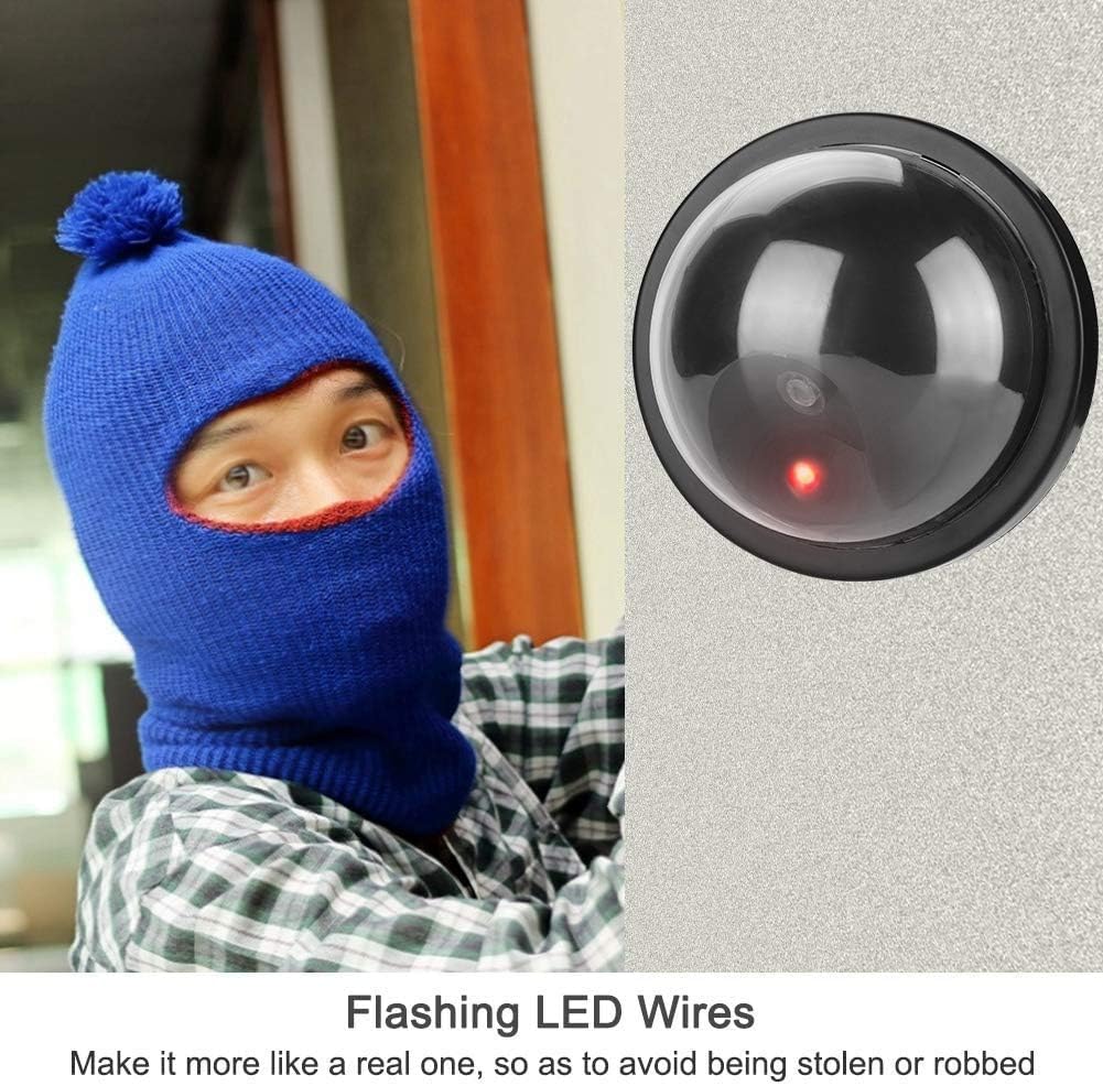 2PCS Dummy Fake Camera, Dummy Fake Security CCTV Dome Camera Mr02y Realistic Dummy Surveillance CCTV for Outside Decoy Camera with Screws with LED Light