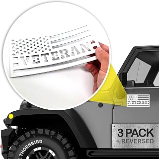 American Flag Magnets for Trucks & Cars (3 Pack) - Veteran Edition + Bonus Reverse Design | Magnetic US Flags Cut-Out | Powerful Magnet - Will Not Fall off Your Vehicle | White | Not for Aluminum Cars
