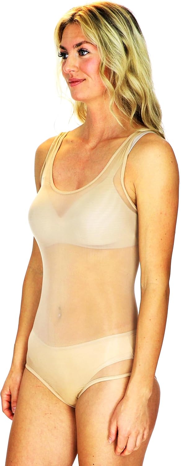 Mona's Choice Oil Shine Tank Top Sheer Bodysuit/Mens Bodysuit - Image 2