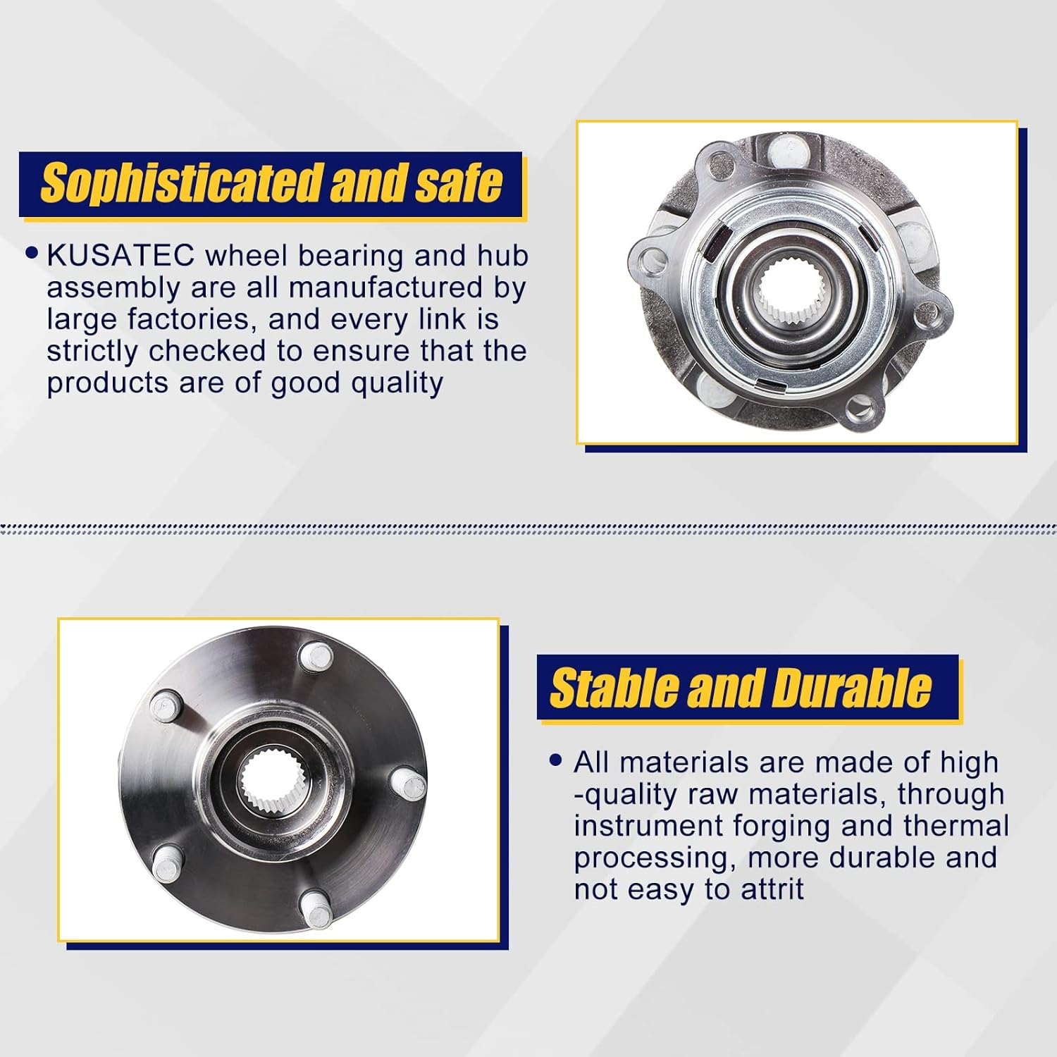 KUSATEC 513335 Front AWD Wheel Hub and Bearing Assembly Compatible with Infiniti Q40 Q50 Q60 Q70 QX50 QX70, G23 G35 G37, EX35 EX37, Infiniti FX 37 FX45 FX50, M35 M37 M45 M56, 5 Lug Bolts w/ABS
