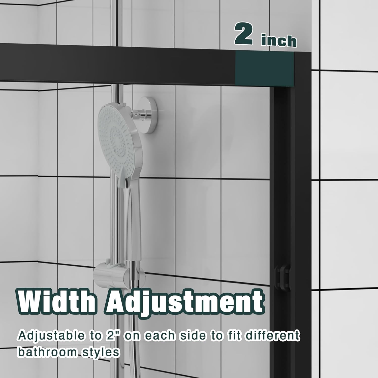 56-60" W x 74" H Aluminum Double Sliding Shower Door, Sliding Glass Shower Door with Premium 1/4" (6mm) Clear Tempered Glass, Bypass Bathroom Black Hardware Showers Enclosure, Matte Black