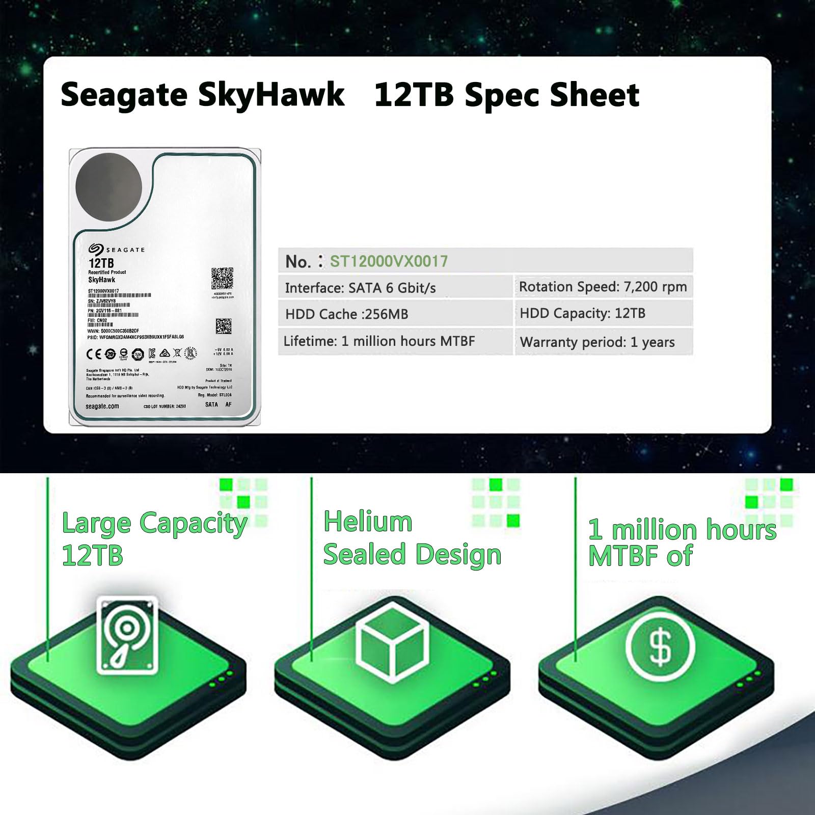 Amazon.com: Seagate Skyhawk 12TB Video Internal Hard Drive