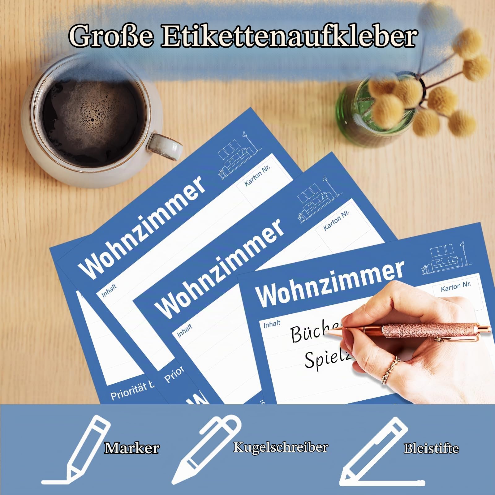 Umzugsetiketten, 80 Stück 14.8x10.5cm Groß Umzugsaufkleber zum Beschriften - Image 4