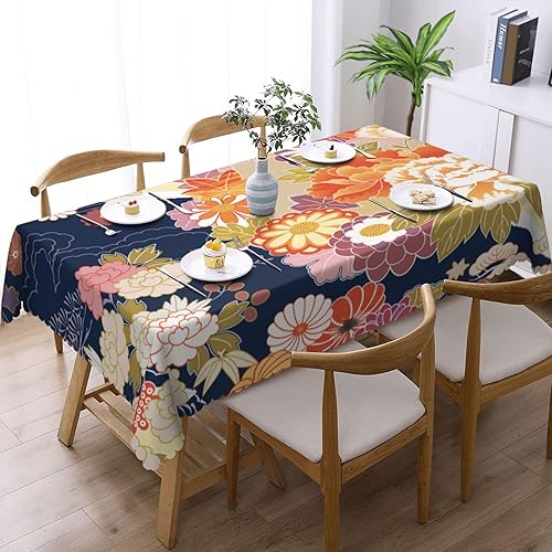 Aimeryup Mantel rectangular de flores japonesas, mantel rectangular impermeable para mesas rectangulares de 6 pies, manteles de mesa para comedor y