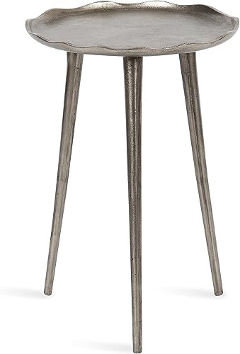Miniatura 4 de Kate and Laurel Alessia - Mesa auxiliar decorativa moderna de aluminio fundido con borde cubierto para dormitorio, mesita de noche o sala de estar,