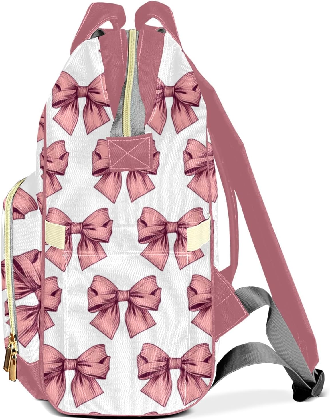 Personalized Pink Bows Custom Mom Bag with Name,Dad and Mom Diaper Backpack Waterproof Baby Shower for Boys Girls